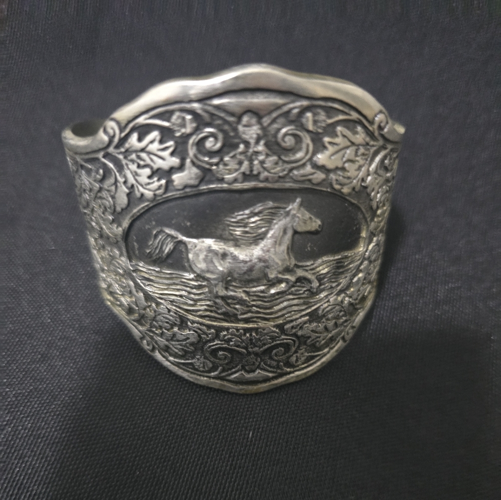 Silver Cuff Horse Bracelet